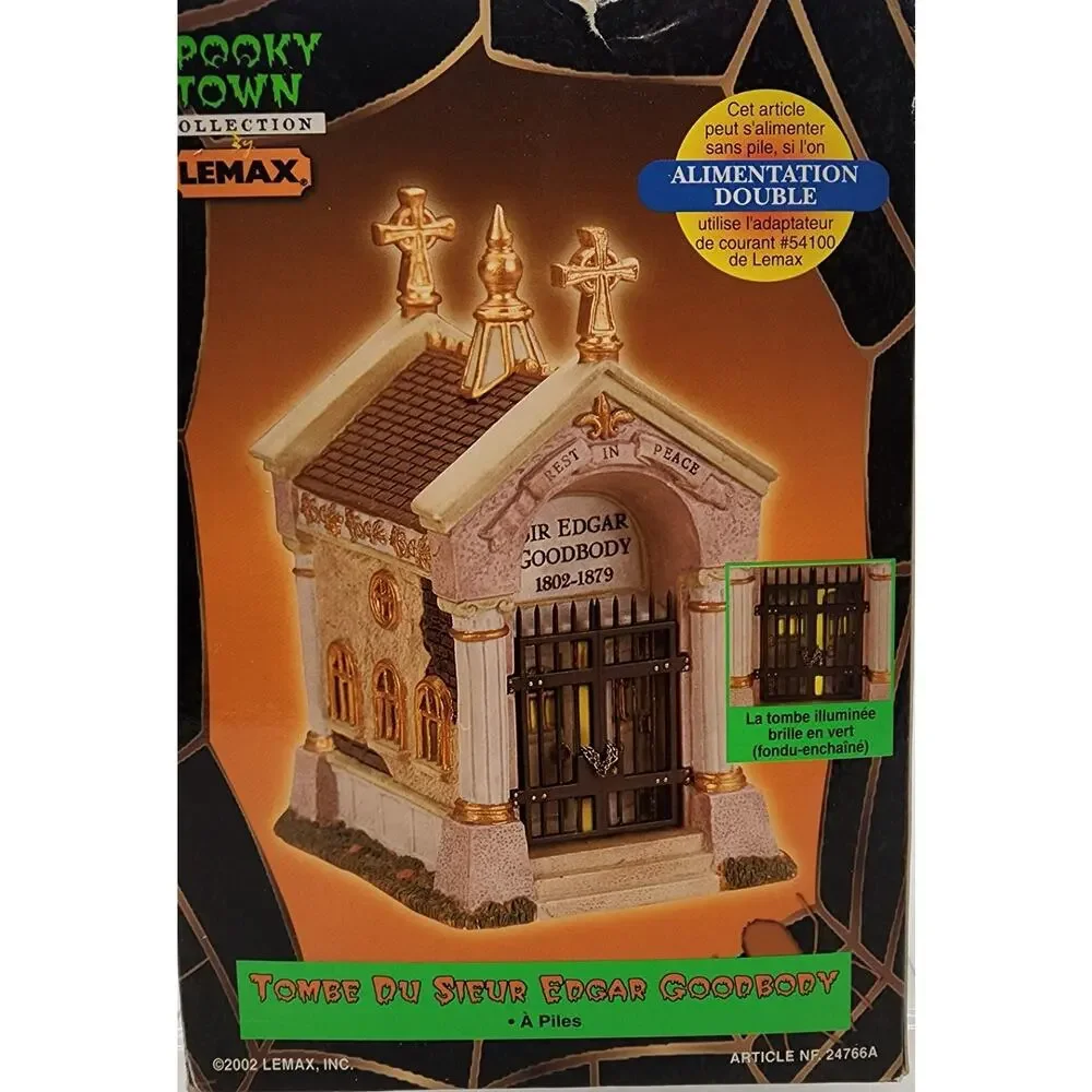 Lemax Spooky Town 24766A Tomb Of Sir Edgar Goodbody House Figure 2002 Lights Up